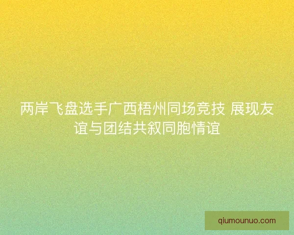 两岸飞盘选手广西梧州同场竞技 展现友谊与团结共叙同胞情谊